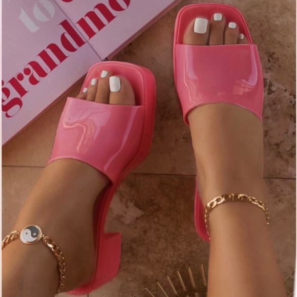 Pink Jelly Block Heels - Picture 2 of 13